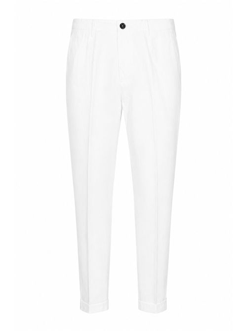 Pantalone Louis in misto cotone e lino con pinces Bianco MICHELE CARBONE | LOUIS 3517S26282